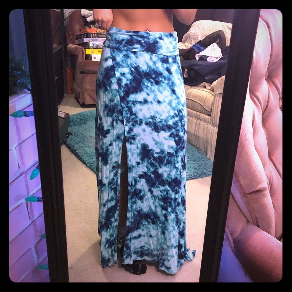 Windsor blue tie dye slit skirt